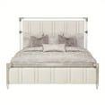 thumbnail image 2 of Michael Amini Penthouse Short Queen Panel Bed - Frosted Linen, 2 of 12