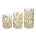 thumbnail image 4 of Hometrends Embossed Gold Leave LED Pillar Candle Set with Remote Control, 4 of 5