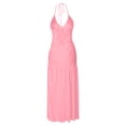 thumbnail image 3 of Women's Casual Solid Color Backless Jumpsuit Half Skirt Set Fashion Two Piece Outfit - Pink M, 3 of 7