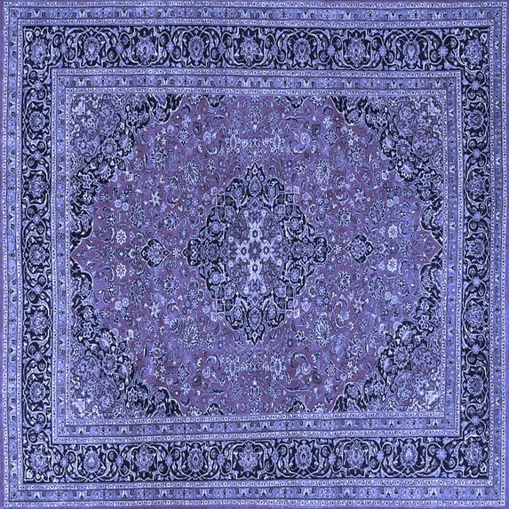 Ahgly Company Indoor Square Medallion Blue Traditional Area Rugs, 5' Square