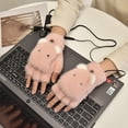 thumbnail image 1 of Guantes calefactables USB Little Bear para mujer y hombre, guantes de invierno cálidos para portátil (rosa), calentadores de manos sin dedos con calefacción total y parcial, 1 of 4