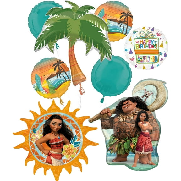 Moana's Birthday Party Supplies Beach Life Foil Balloon Bouquet Decorations