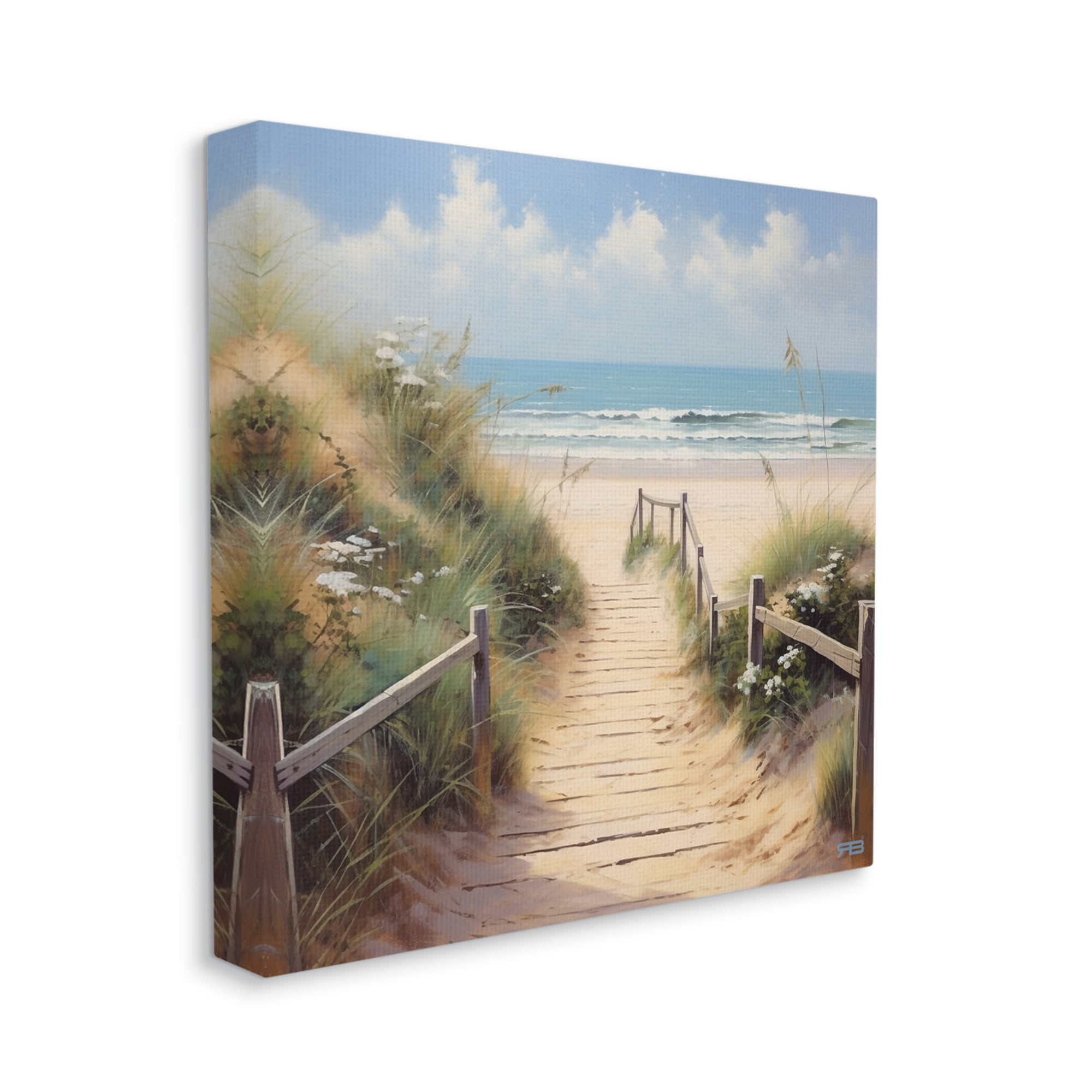 Stupell Industries Sandy Path to Beach Landscape Painting Gallery Wrapped Canvas Art Print Wall Art, 24 x 24
