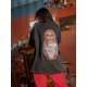 thumbnail image 1 of Camisetas estampadas divertidas de gran tamaño para mujer, ropa de calle informal con cuello redondo, Top negro de manga corta, ropa básica larga y Chic de verano, 1 of 5
