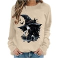 thumbnail image 2 of Frostluinai Women Halloween Sweatshirt Vintage Witch Graphic Pullover Crew Neck Long Sleeve Thin Fleece Fall Sweat Shirts Holiday Outfits, 2 of 6