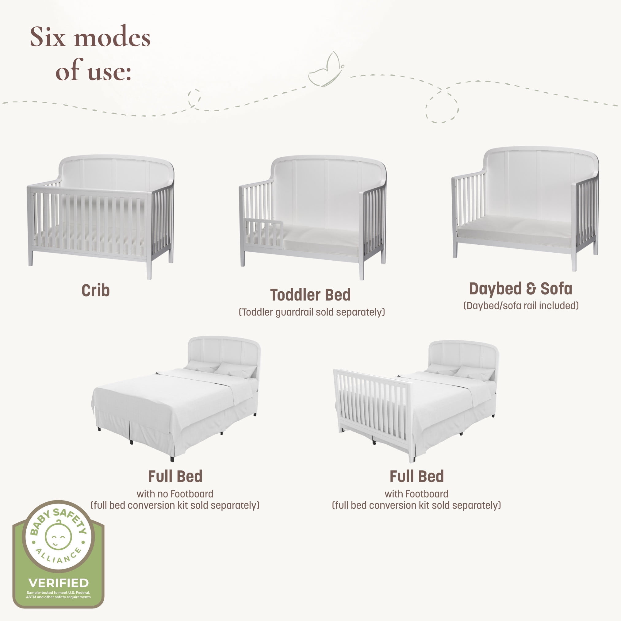Little Seeds Briar 6-in-1 Convertible Crib , Bottle Green