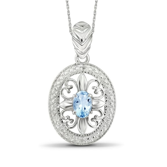 JewelersClub Silver Necklaces for Women –Silver Necklace for Women .925 Sterling Silver – Sky Blue Topaz Necklace Centerpiece, White Diamond Accents – Hypoallergenic Pendant