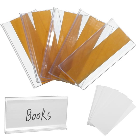 60 Pcs Bookshelf Removable Labels for Storage Bins Clear Dividers Rack
