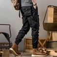 thumbnail image 5 of Men's Cargo Pants Straight Leg Functional Outdoor Casual Pants, Tactical Joggers for Hiking, Work and Adventure,Black,L, 5 of 5