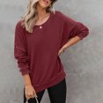 thumbnail image 2 of Oversized Sweatshirt for Women Waffle Knit Crewneck Sweatshirts Long Sleeve Side Slits Casual Pullover Tops, S-2XL, 2 of 6