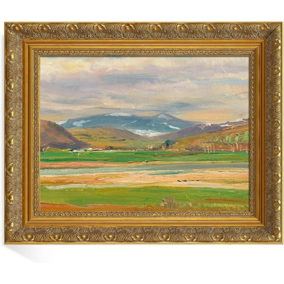 DIY Wood Frame for Canvas Paintings, 2.4 Wide Antique Ornate Canvas Frames for Oil Painting Art Prints Gold Frame for Home Living Room Wall Decor (No Backboard & Glass Cover)