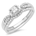thumbnail image 1 of 0.27 Carat (ctw) 10K White Gold Princess & Round Diamond Engagement Ring With Matching Band Set 1/4 CT, 1 of 1