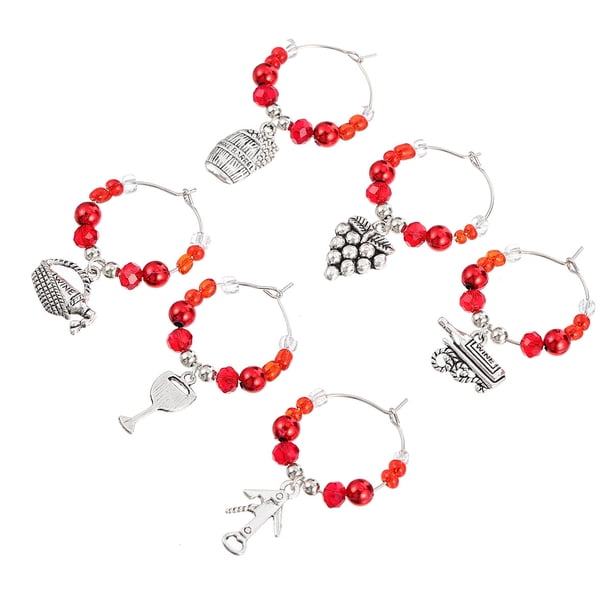 EeaseMX 6 anillos con dijes para copas de vino navideñas, regalos de fiesta (estilo variado)