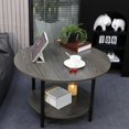 thumbnail image 4 of Table Basse Ronde, Petites Tables Basses 27.5 Pouces, Table Basse Ronde à 2 Niveaux avec Étagère de Rangement, Table Basse en Bois Circulaire pour Salon, Table Centrale Moderne pour Maison, Bureau, Gris, 4 of 8