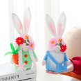 thumbnail image 2 of 23cm Silver Gnomo de conejito de Pascua sosteniendo decoraciones de adorno de muñeca de flor de zanahoria, 2 of 5