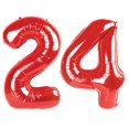 thumbnail image 1 of Globo digital Kelfuoya, 40 cm, rojo, número 24, para fiesta de cumpleaños, 1 of 6