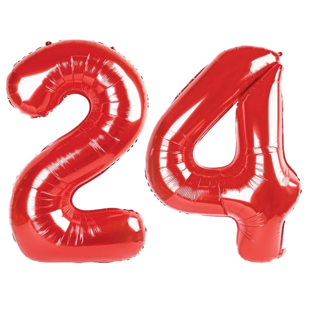 Globo digital Kelfuoya, 40 cm, rojo, número 24, para fiesta de cumpleaños