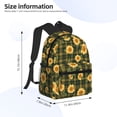 thumbnail image 3 of Fotbe Black Ink Green Plaid Sunflower Lightweight Casual Laptop Backpack for Men and Women, Daily use Waterproof backpack, Backpack for College, 3 of 7
