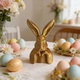 thumbnail image 6 of Bunny Figurines and Statues,2PCS 4.7in Easter Gold Bunny Figurine,Easter Thinking Gold Bunnies for Home Table Centerpieces Cute Rabbit Statue for Spring Living Room Shelf Mantel Decorations, 6 of 8
