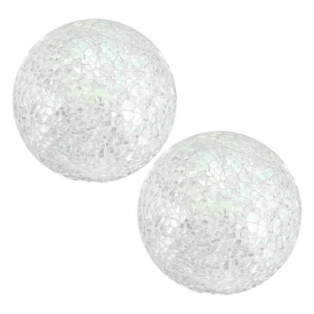 Uxcell 2-Pack Decorative Ball for Bowls, 4 Inch Mosaic Glass Balls Decorative Glass Orbs for Home Decor/Dining Tables [White]