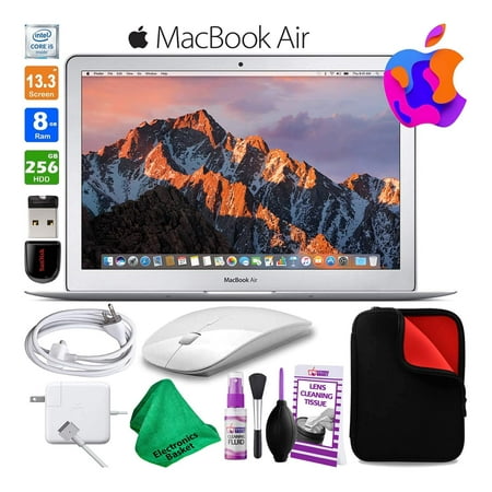 Apple MacBook Air 13 Inch 256GB (2017, Silver) (MQD42LLA) with Mouse + Case (New-Open Box)