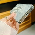 thumbnail image 5 of 3D Bow Pearl Feather Yarn Hard Phone Case Compatible with iPhone Case (Silver,iPhone 14 Pro), 5 of 6