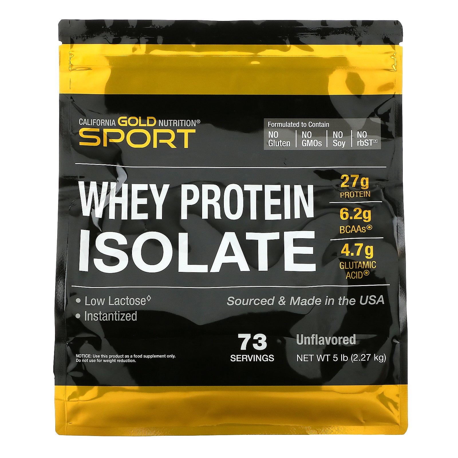 California Gold Nutrition 100 Whey Protein Isolate, Unflavored, 5 lb (2.27 kg)