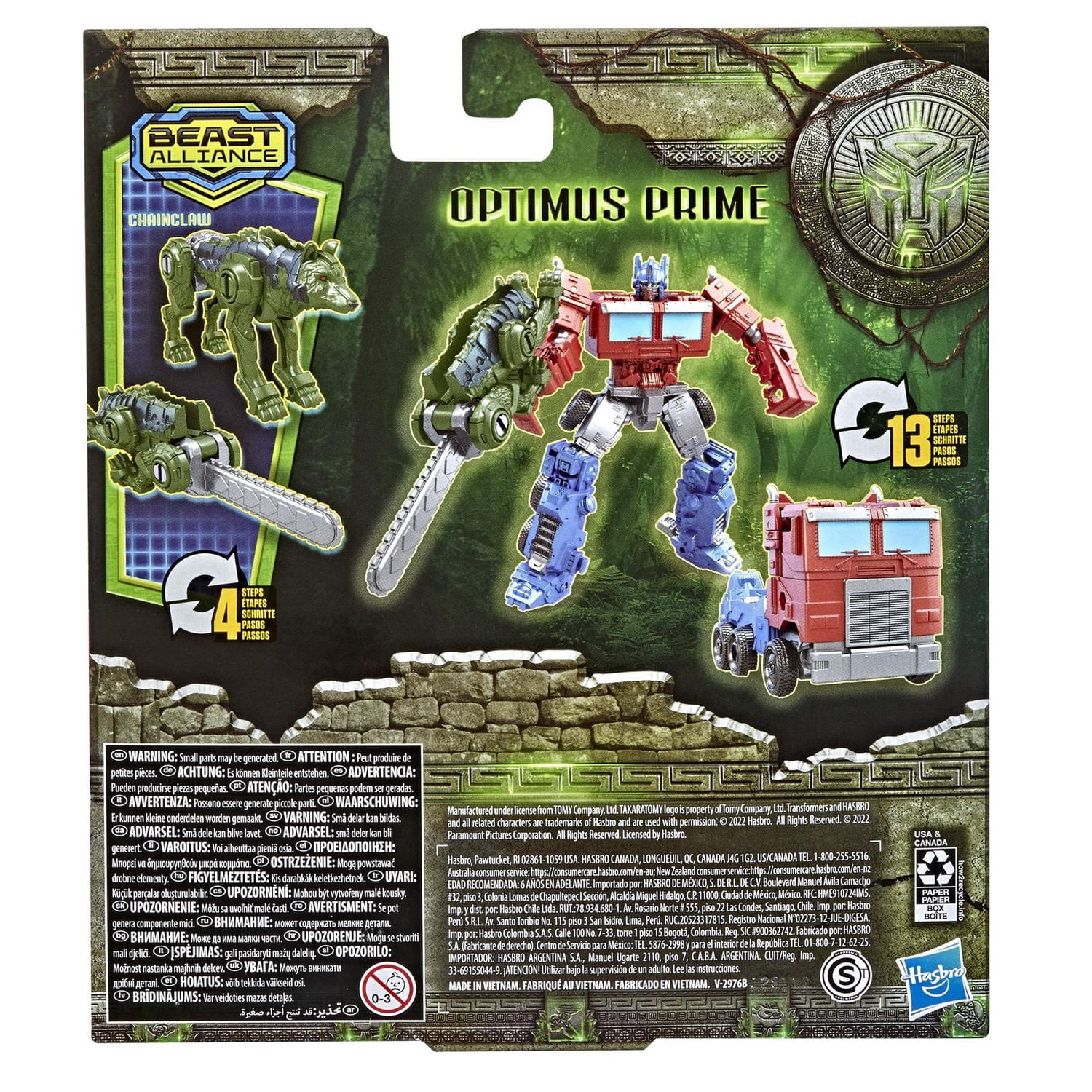 Transformers : Rise of the Beasts Movie Beast Alliance Beast Weaponizer, Optimus Prime et Chainclaw, Pack de 2