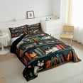 thumbnail image 3 of jejeloiu Cute Cat Queen Comforter Set,Reading Books Theme Bedding Sets,Retro Bookshelf Bedding Comforter Set For Child,Lightweight Room Decor Reversible,3pcs, 3 of 8