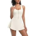 thumbnail image 6 of Kaemgyyd Womens Tennis Dress with Built in Shorts Summer Zipper Front Golf Athletic Dress Stretch Racerback A-Line Mini Dress, 6 of 7