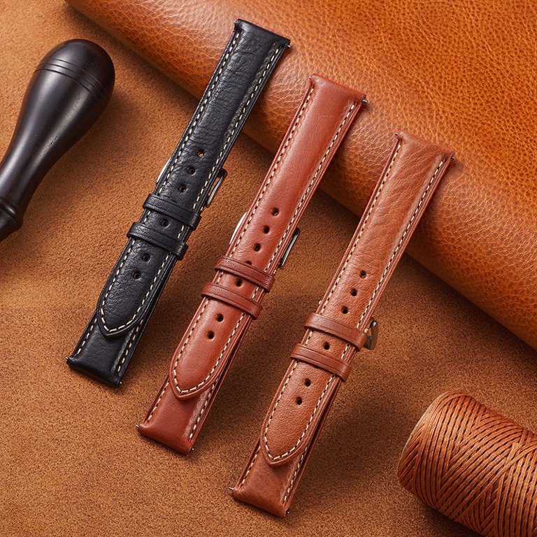 Wristwatch Bands Leather Strap Soft Vegetable Tanned Calf  display picture 2
