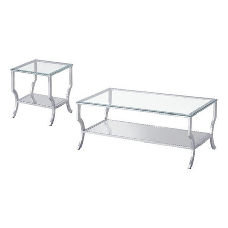 Saide 2-piece Glass Top Coffee and End Table Set Chrome