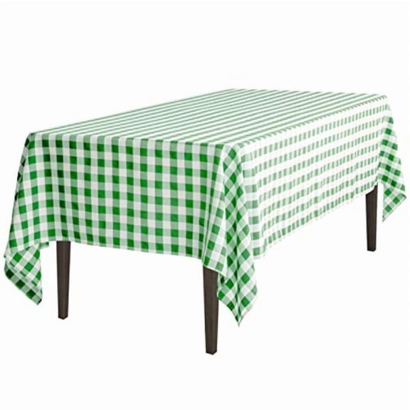 LinenTablecloth 60 x 126-Inch Rectangular Polyester Tablecloth Green & White Checker