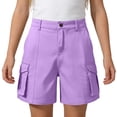 thumbnail image 6 of ZOYOEN Girls Cargo Shorts with Button- Elastic Waist Baggy Casual Multiple Pockets Kids Hiking Shorts Purple Size 8, 6 of 7