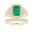 thumbnail image 4 of Angara Natural 1.5 Ct. Emerald with Diamond Halo Ring in 14K Yellow Gold for Women (Ring Size: 3.5), 4 of 10