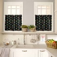 thumbnail image 4 of Christmas Colorful Kitchen Curtains and Valances Set, Xmas Balls Bells Stars Berry Black Rod Pocket Window Valance 18 Inch Window Curtain Panels for Living Room Bedroom Laundry, 27.5x36in, 3 Pieces, 4 of 7