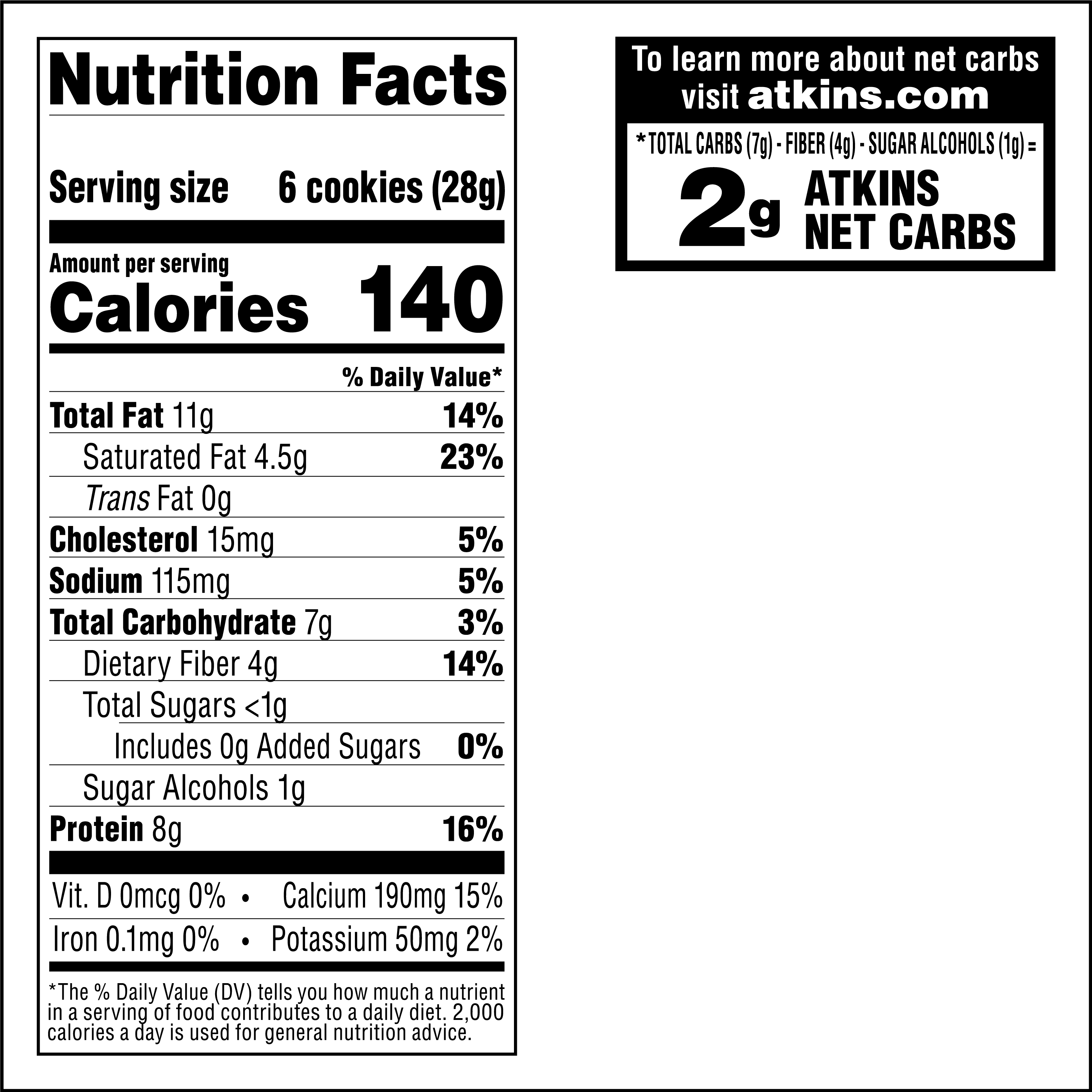(4 pack) Atkins Crunchy Bite-Sized Protein Cookies, Chocolate Chip, 4.94 oz Resealable Bag