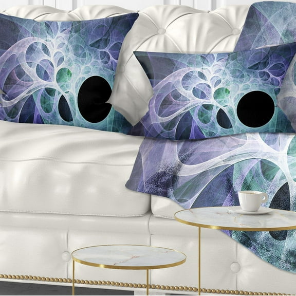 Designart Light Blue Fractal Angel Wings - Abstract Throw Pillow - 12x20