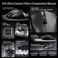 thumbnail image 3 of ATTACK SHARK R11 ULTRA Carbon Fiber Wireless 8K PAW3950MAX Gaming Mouse 49g SUPERLIGHT, Nordic 52840 MCU, 20000 FPS Static Scan Rate, Nano-Metal Ice Coating, Omron Optical Micro Switches, 3 of 10