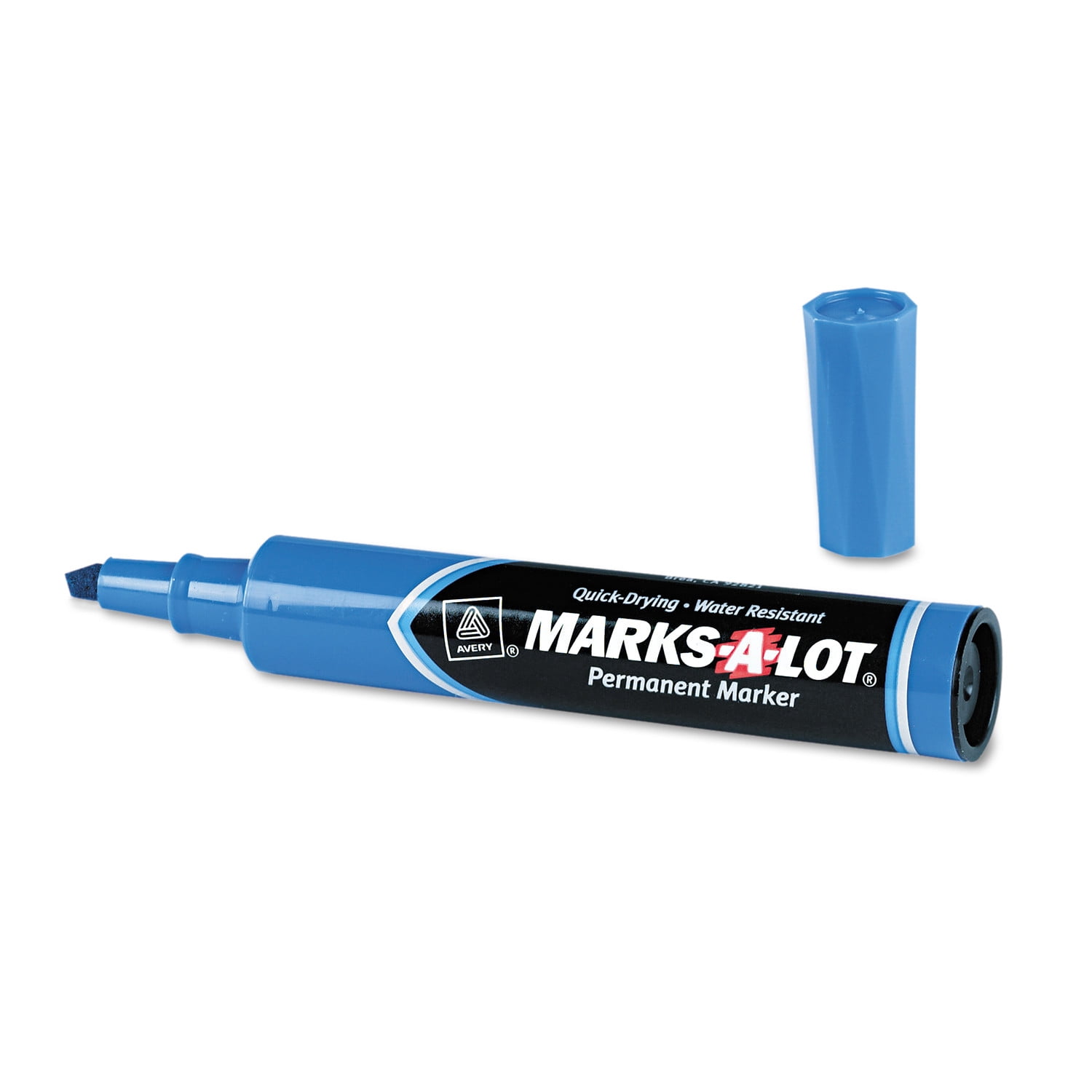 Avery Marks-A-Lot Regular Desk-Style Permanent Marker, Chisel Tip, Blue, Dozen