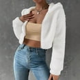 thumbnail image 6 of Fleece Fluffy Crop Jackets Winter Fuzzy Warm Zip Up Hoodies Faux Fur Thermal Winter Fashion Short Coats Long Sleeved Outerwear Sweater, 6 of 7