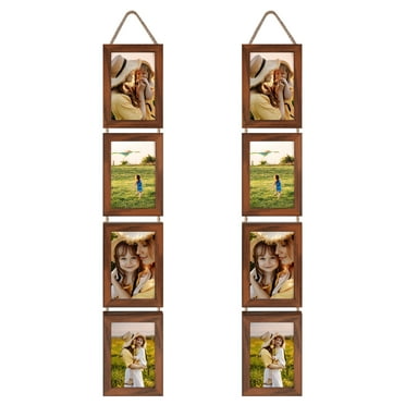 4x6 Picture Frame Collage Wall Hanging Photo Frames, Brown, Set of 2