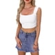 thumbnail image 1 of TOP DE MUJER INSPIRE CHIC Sin Mangas Cuello Cuadrado Ajustado Crop Top XL Crema Blanco, 1 of 6