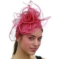 thumbnail image 1 of C.C Women's Elegant Cocktail Fashion Mesh Sinamay Fascinator Headband, Veil Floral Hot Pink, 1 of 4