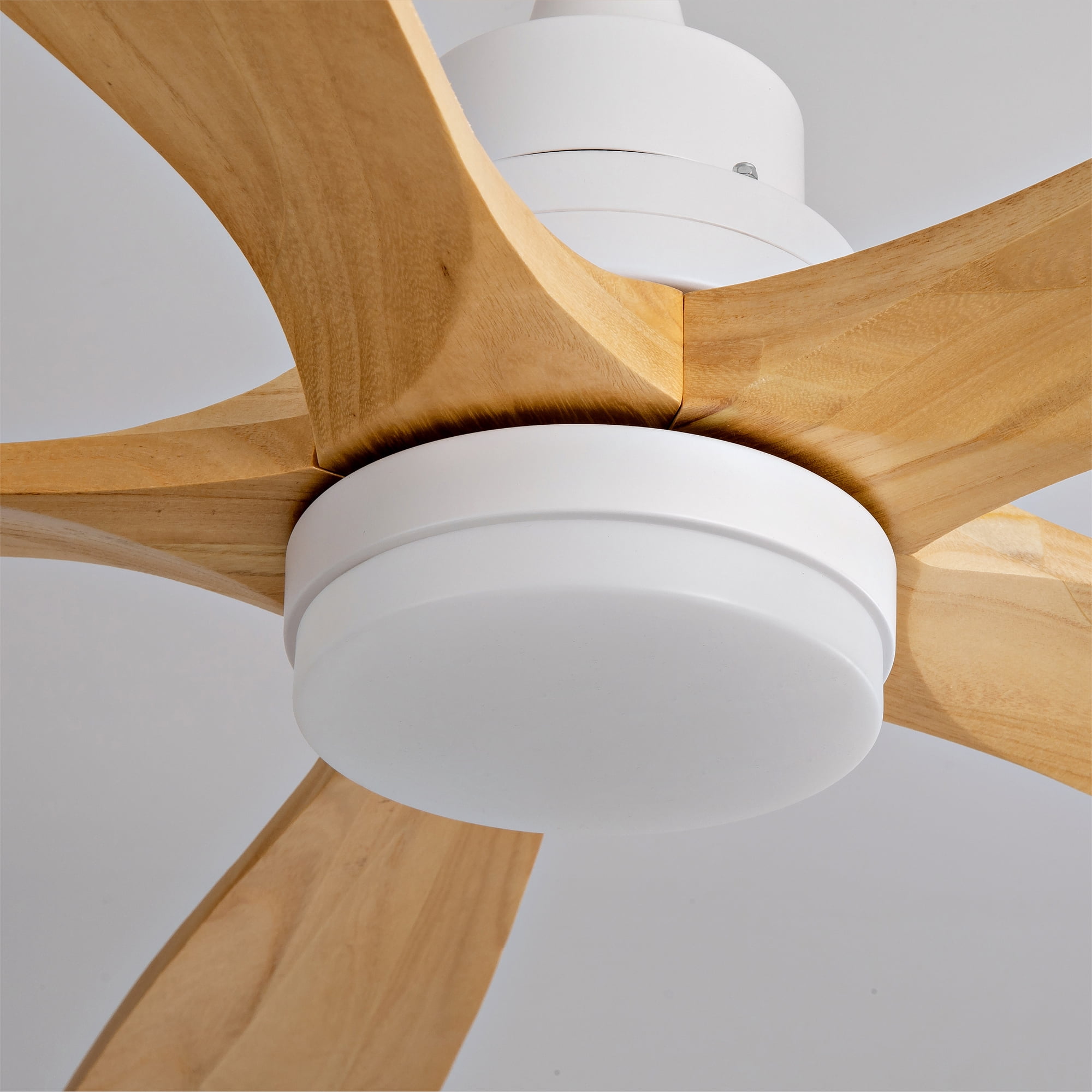 Modern 42 inch Oak Ceiling Fan with Light & Remote, Solid Wood