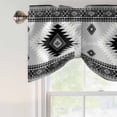 thumbnail image 4 of Gray Boho Tie Up Valance Curtains for Windows, Kitchen Curtains Window Treatments, Southwestern Ethnic Abstract Geometric Short Window Shades Valances for Bedroom Bathroom Cafe 54"x18", 4 of 8
