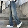 thumbnail image 5 of Xyant Girls Jeans Wide Leg Denim Pants with Pockets Elastic High Waist Baggy Casual Y2K Outfit,Size 4-14 Years, 5 of 5