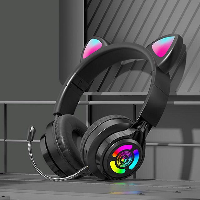 Black, Wireless Headphones with Microphone for PS4, PS5, XBox, PC