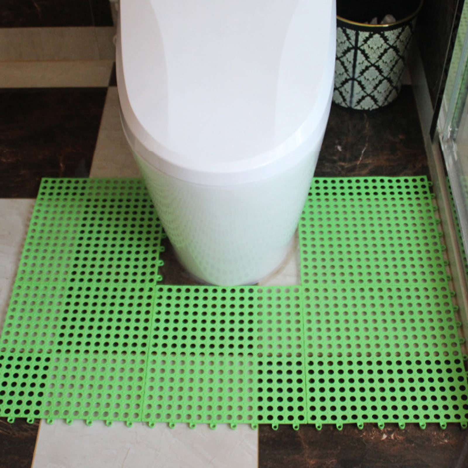 VXHCS Interlocking Bathroom Floor Mats PVC Non-Slip Floor Mat Bath Mat with  Drain Holes, DIY Floor Tiles for Bathroom Toilet Shower Balcony Corridor