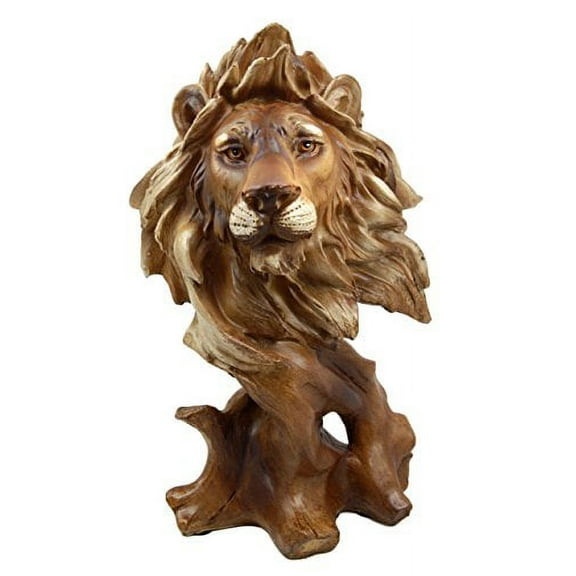 Atlantic Collectibles Mufasa The Wise Lion King Of The Jungle Bust Decorative Figurine 11.25"H Resin In Faux Wood Finish